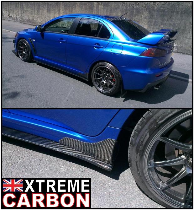 Mitsubishi Evo X Ralliart Style side skirt spats set Xtreme Carbon UK